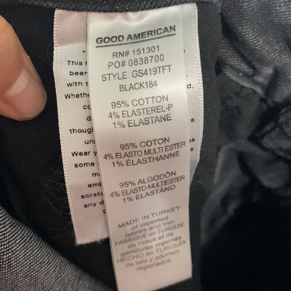 Good American Good Legs Black Straight Jeans Women's Stretch Denim Sz 10/30 - Picture 15 of 15